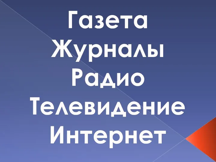 Газета Журналы Радио Телевидение Интернет