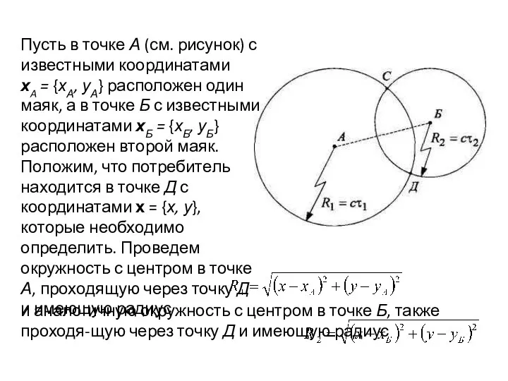 Пусть в точке А (см. рисунок) с известными координатами хA