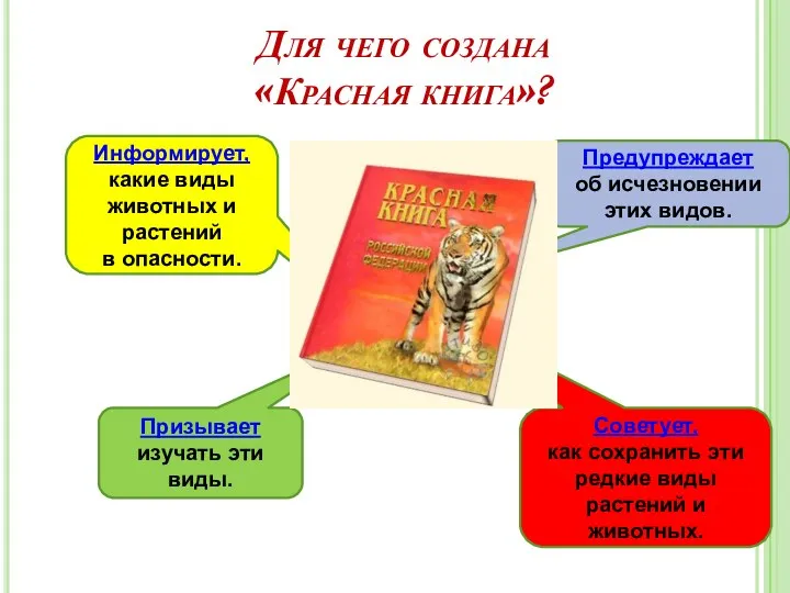 Для чего создана «Красная книга»? Информирует, какие виды животных и