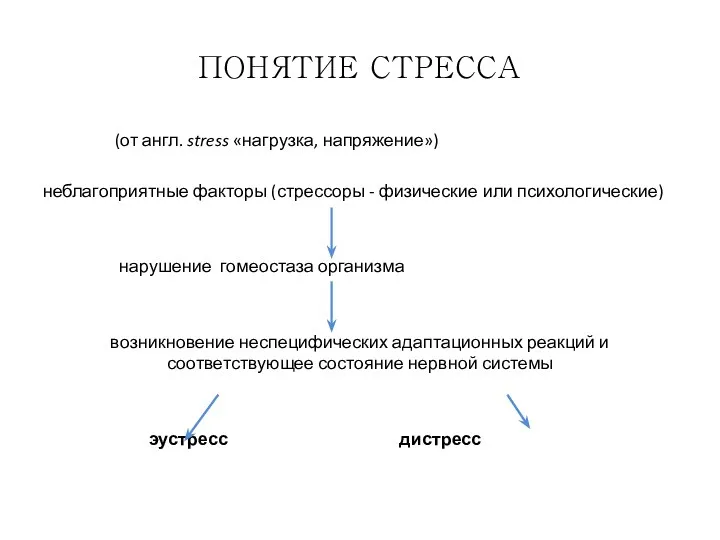 ПОНЯТИЕ СТРЕССА (от англ. stress «нагрузка, напряжение») неблагоприятные факторы (стрессоры