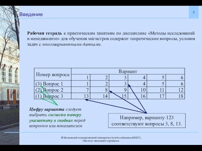 Введение Рабочая тетрадь к практическим занятиям по дисциплине «Методы исследований