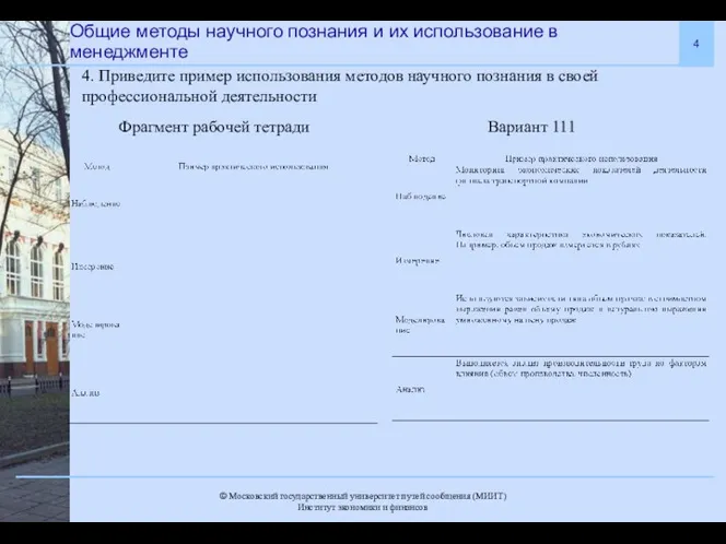 Общие методы научного познания и их использование в менеджменте 4.