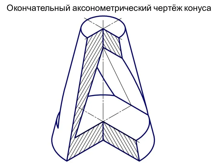 Окончательный аксонометрический чертёж конуса