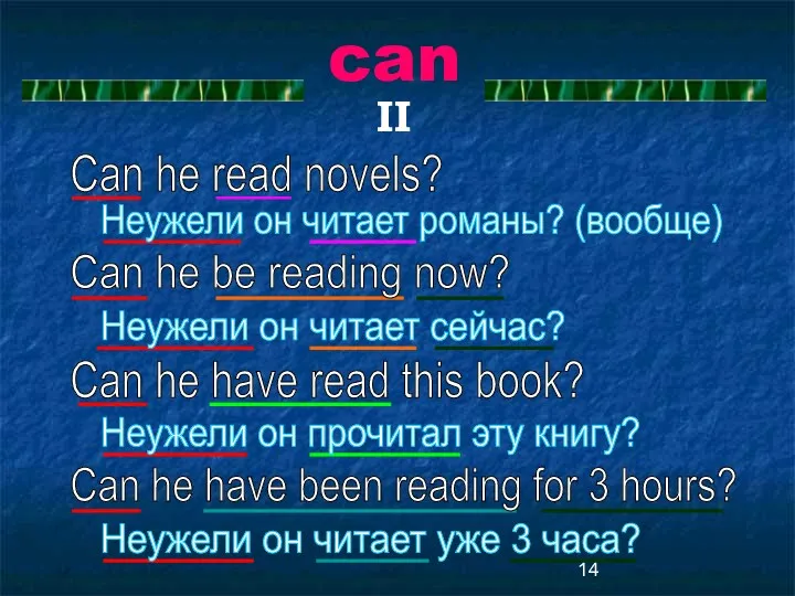 can II Can he read novels? Неужели он читает романы?