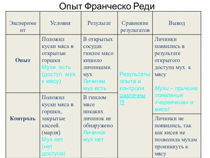 Опыт Франческо Реди