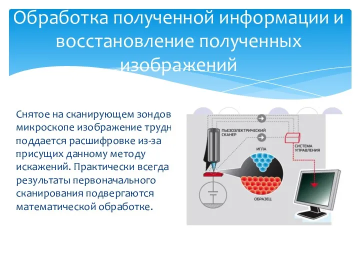 Снятое на сканирующем зондовом микроскопе изображение трудно поддается расшифровке из-за