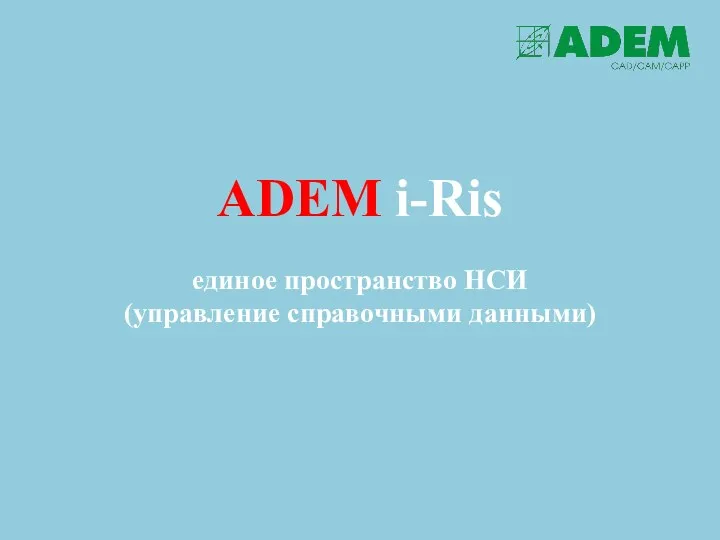 ADEM i-Ris единое пространство НСИ (управление справочными данными)