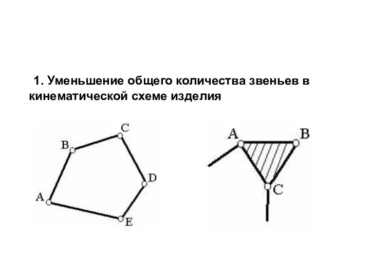 1. Уменьшение общего количества звеньев в кинематической схеме изделия