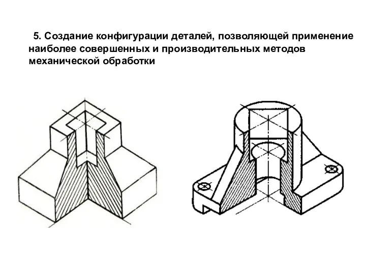 5. Создание конфигурации деталей, позволяющей применение наиболее совершенных и производительных методов механической обработки