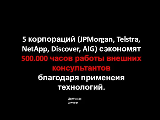 5 корпораций (JPMorgan, Telstra, NetApp, Discover, AIG) сэкономят 500.000 часов