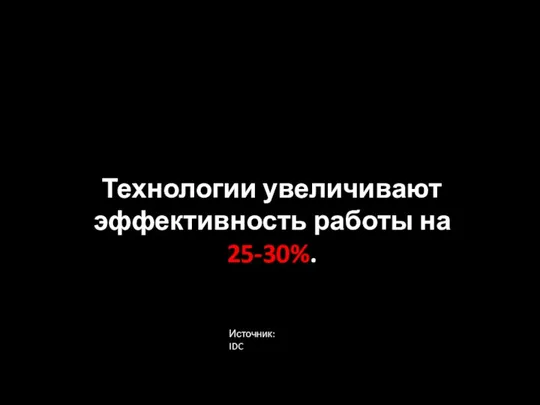 Технологии увеличивают эффективность работы на 25-30%. Источник: IDC