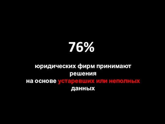 76% юридических фирм принимают решения на основе устаревших или неполных данных