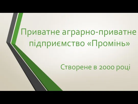 Приватне аграрно-приватне підприємство «Промінь» Створене в 2000 році