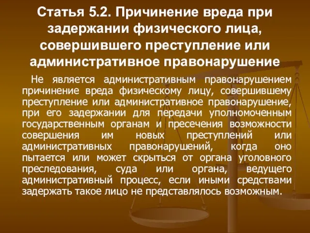 Статья 5.2. Причинение вреда при задержании физического лица, совершившего преступление