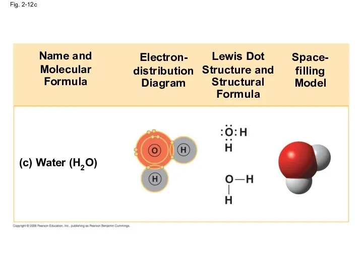 Fig. 2-12c (c) Water (H2O) Name and Molecular Formula Electron-