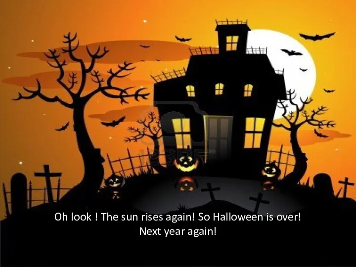 Oh look ! The sun rises again! So Halloween is over! Next year again!