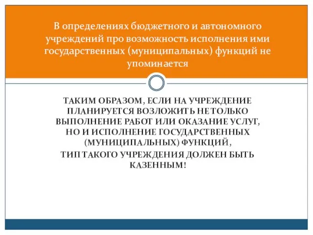 В определениях бюджетного и автономного учреждений про возможность исполнения ими