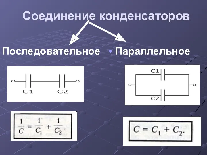 Соединение конденсаторов Последовательное Параллельное