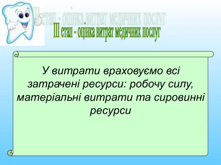 У витрати враховуємо всі затрачені ресурси: робочу силу, матеріальні витрати