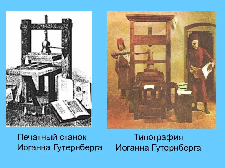 Печатный станок Иоганна Гутернберга Типография Иоганна Гутернберга