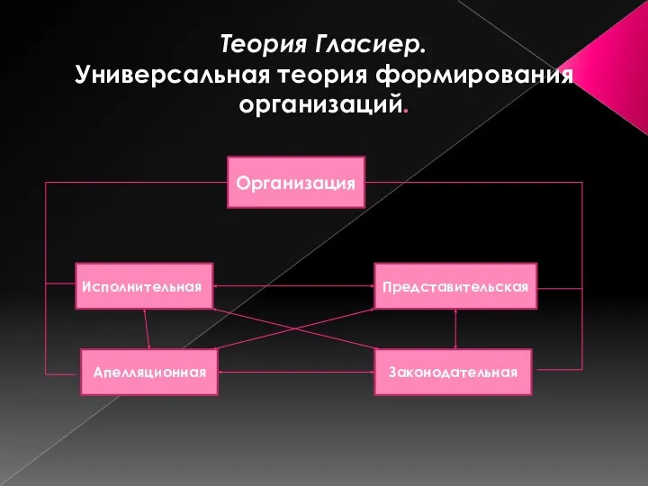 Теория Гласиер. Универсальная теория формирования организаций. Организация Представительская Апелляционная Исполнительная Законодательная