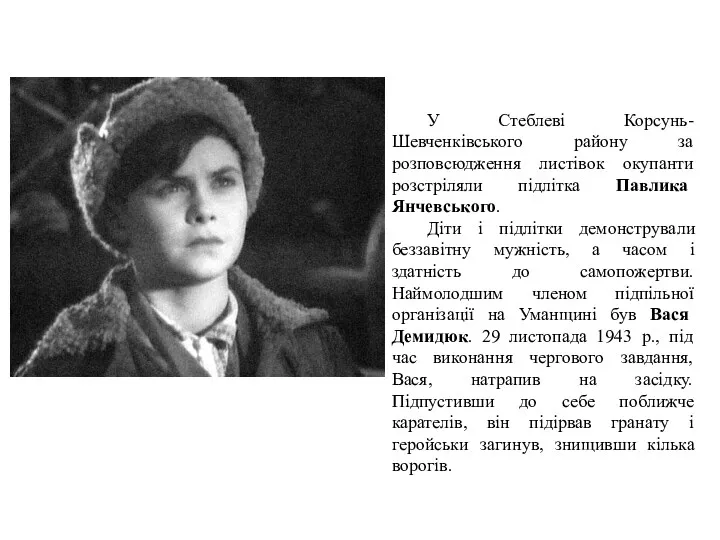 У Стеблеві Корсунь-Шевченківського району за розповсюдження листівок окупанти розстріляли підлітка