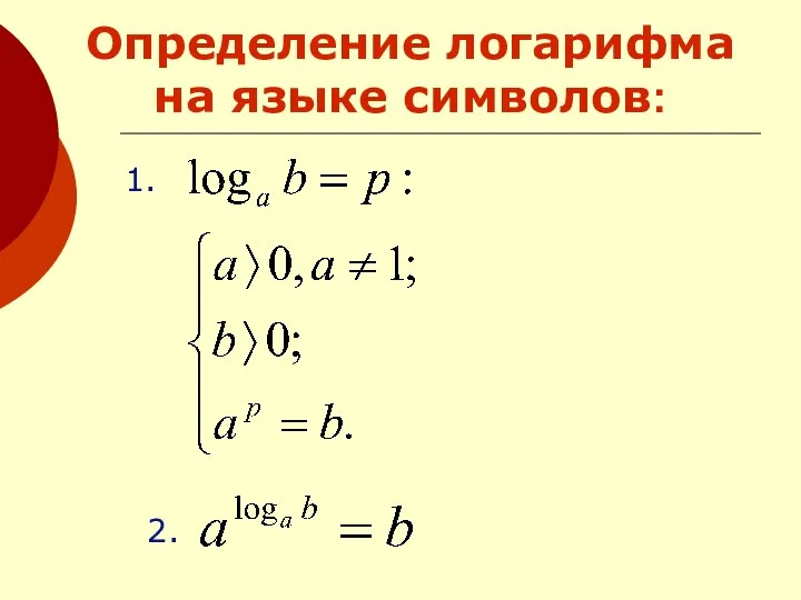 Определение логарифма на языке символов: