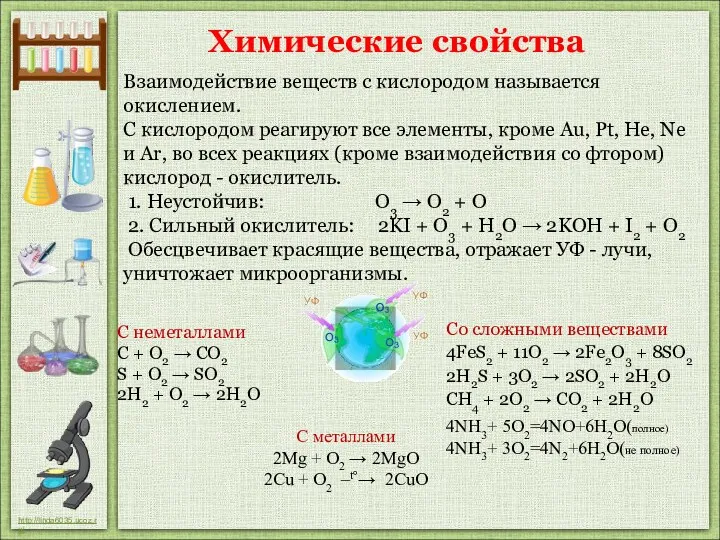 Взаимодействие веществ с кислородом называется окислением. С кислородом реагируют все