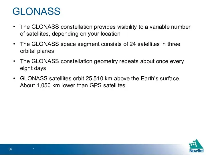 The GLONASS constellation provides visibility to a variable number of