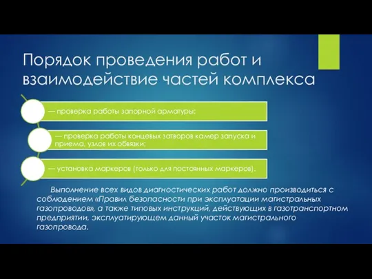 Порядок проведения работ и взаимодействие частей комплекса Выполнение всех видов