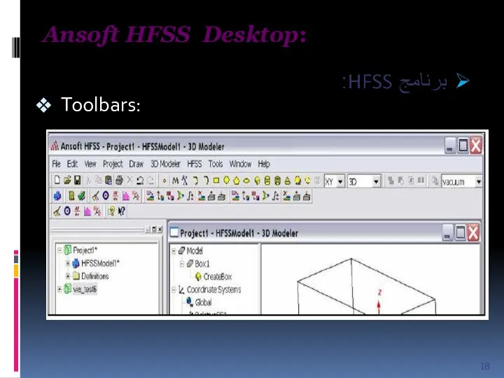 Ansoft HFSS Desktop: Toolbars: