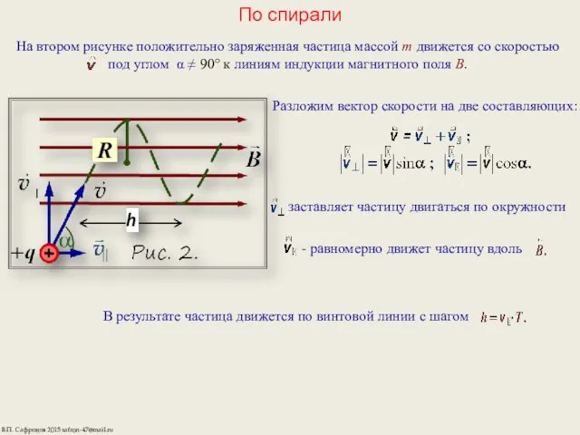 По спирали Разложим вектор скорости на две составляющих: В.П. Сафронов 2015 safron-47@mail.ru