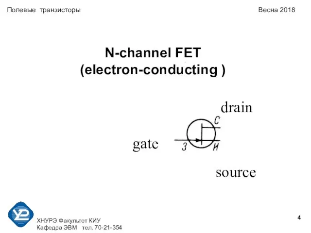 ХНУРЭ Факультет КИУ Кафедра ЭВМ тел. 70-21-354 Полевые транзисторы Весна