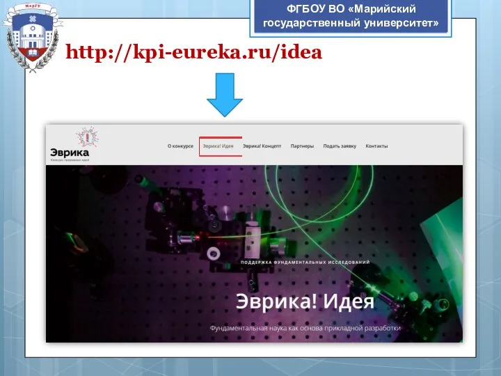 ФГБОУ ВО «Марийский государственный университет» http://kpi-eureka.ru/idea