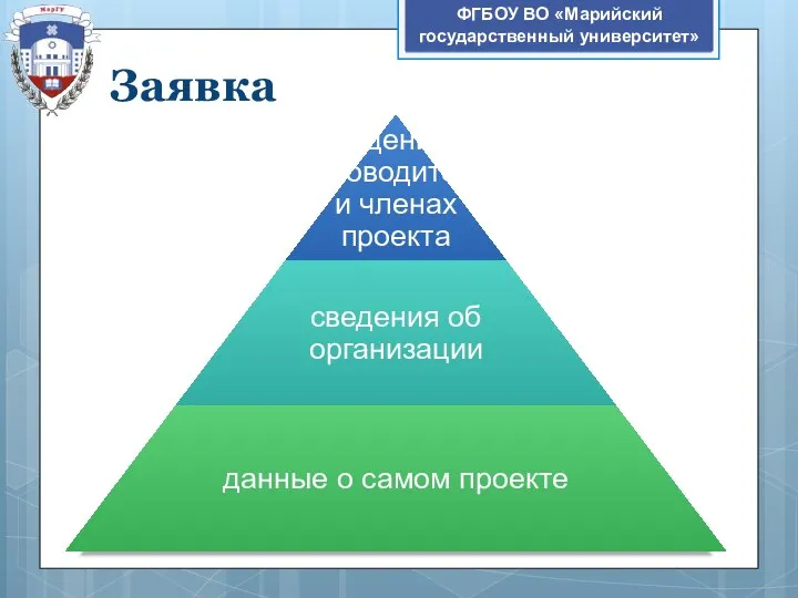 Заявка ФГБОУ ВО «Марийский государственный университет»