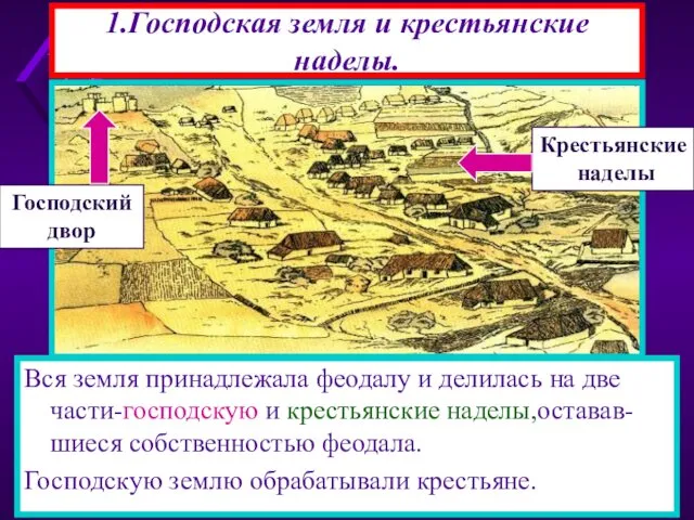 1.Господская земля и крестьянские наделы. К 10 веку всю землю