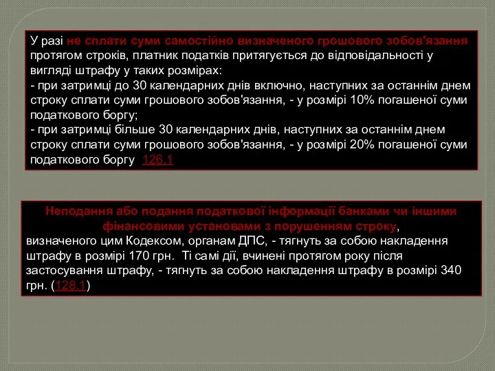 У разі не сплати суми самостійно визначеного грошового зобов'язання протягом