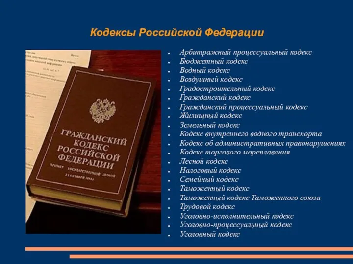 Кодексы Российской Федерации Арбитражный процессуальный кодекс Бюджетный кодекс Водный кодекс