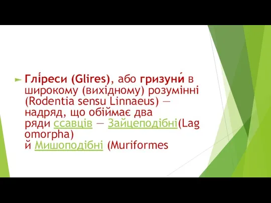 Глі́реси (Glires), або гризуни́ в широкому (вихідному) розумінні (Rodentia sensu