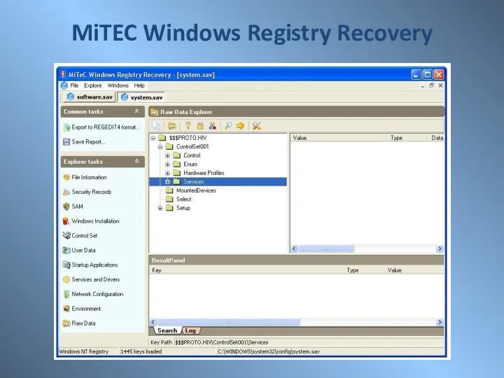 MiTEC Windows Registry Recovery
