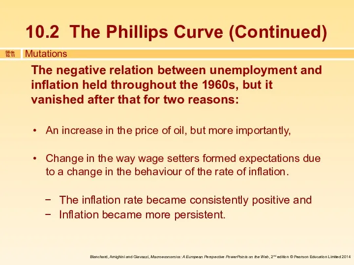 The negative relation between unemployment and inflation held throughout the 1960s, but it