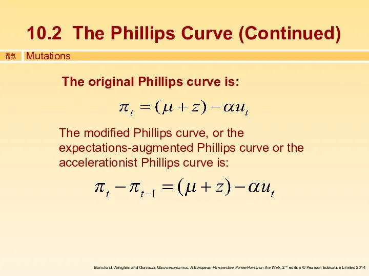 The original Phillips curve is: The modified Phillips curve, or the expectations-augmented Phillips