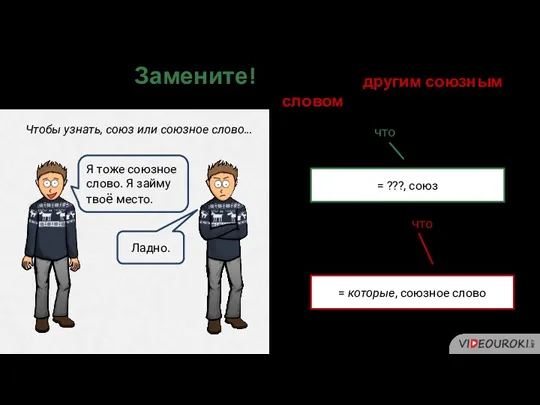 Чтобы узнать, союз или союзное слово… Совет 4. Замените! Союзное