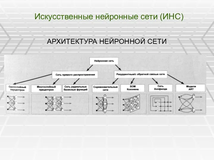 Искусственные нейронные сети (ИНС) АРХИТЕКТУРА НЕЙРОННОЙ СЕТИ