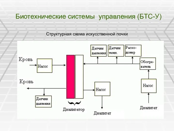 Биотехнические системы управления (БТС-У) Структурная схема искусственной почки