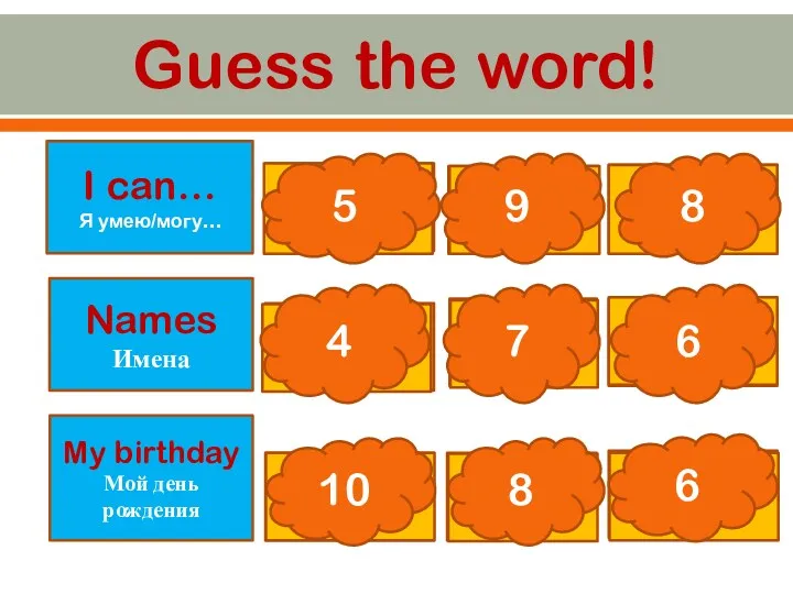Guess the word! Guess the word! I can… Я умею/могу…