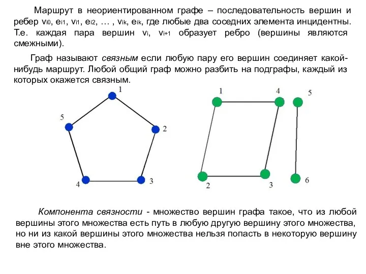Граф называют связным если любую пару его вершин соединяет какой-нибудь