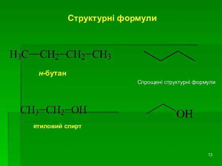 Структурні формули н-бутан етиловий спирт Спрощені структурні формули