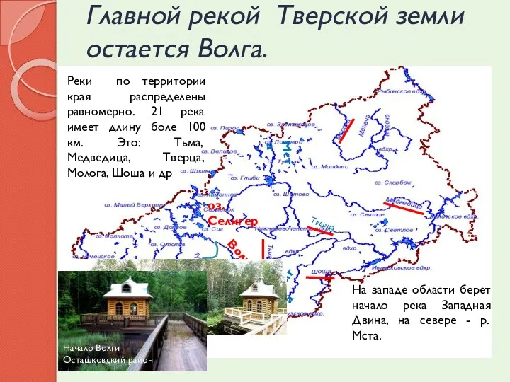Западная Двина Волга Волга Тверца оз. Селигер Реки по территории