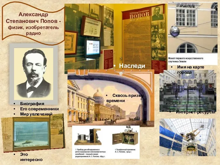 Александр Степанович Попов - физик, изобретатель радио Биография Его современники